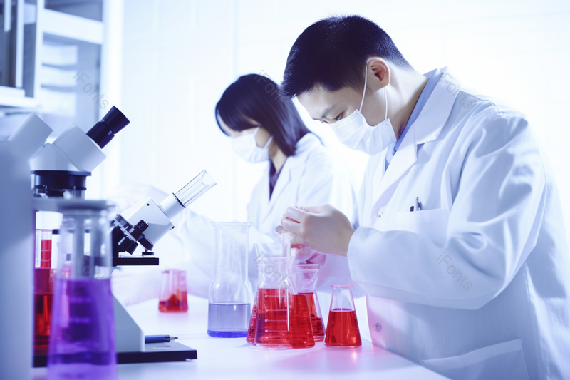 疫情下的医疗研究人员用显微镜观察,高清,摄影图,摄影图片,图片大全,摄影图免费下载